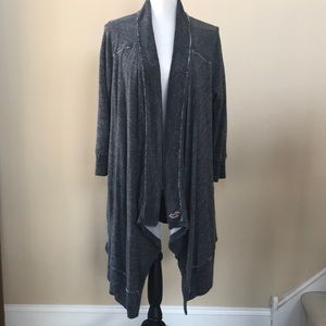 Hollister Gray Cotton Open Long Cardigan